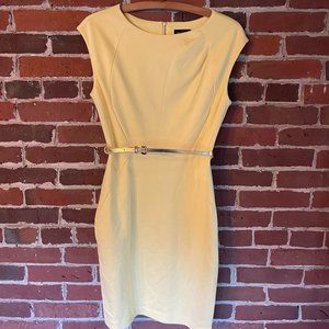 The Limited Ponte Shift Dress with Belt in Yellow, size Small